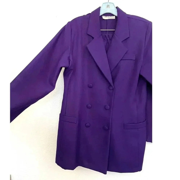 2 PC VTG Tower Hill Women's Purple Blazer Skirt Set Outfit MEDIUM Retro 1990s - Picture 13 of 14
